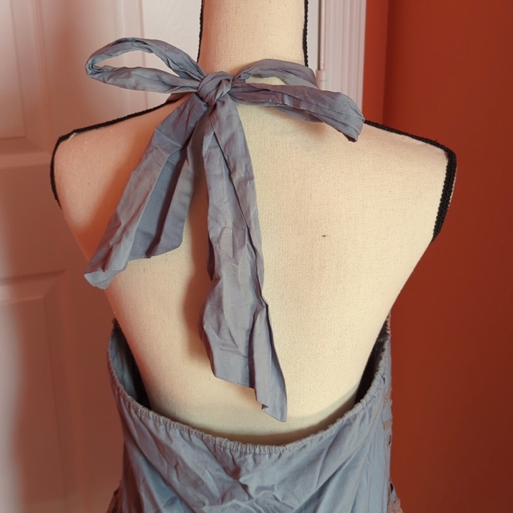 YRU Blue and Brown Backless Dress - Picture 5 of 8